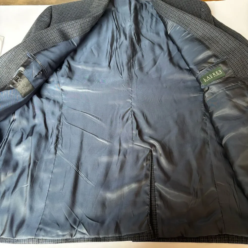 Lauren Ralph Lauren Men's Blue/Black Plaid Wool Sport Coat Size 48R 2 button